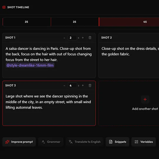 Video Gen Prompt Builder interface