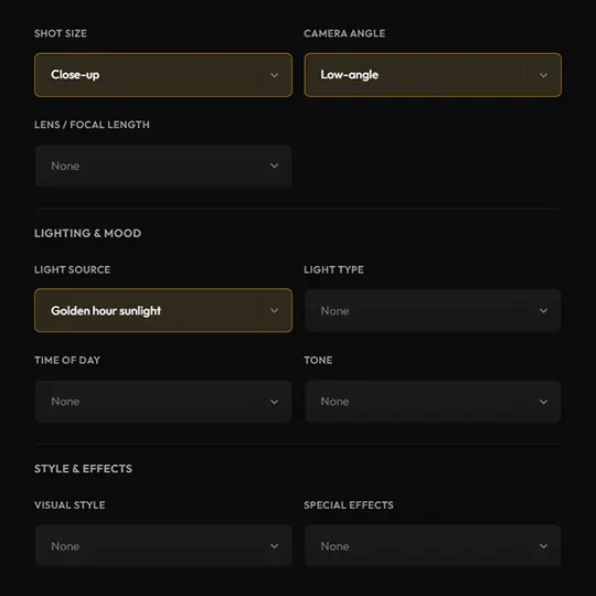 Image Gen Prompt Builder interface