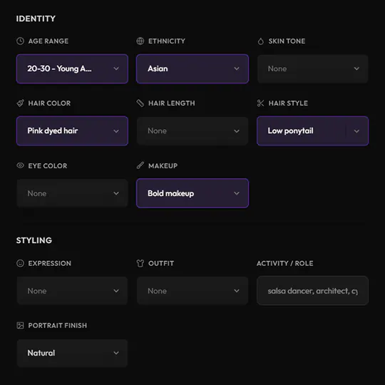 Avatar Prompt Builder interface