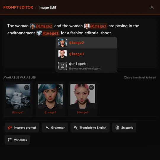 Image Edit Prompt Builder interface