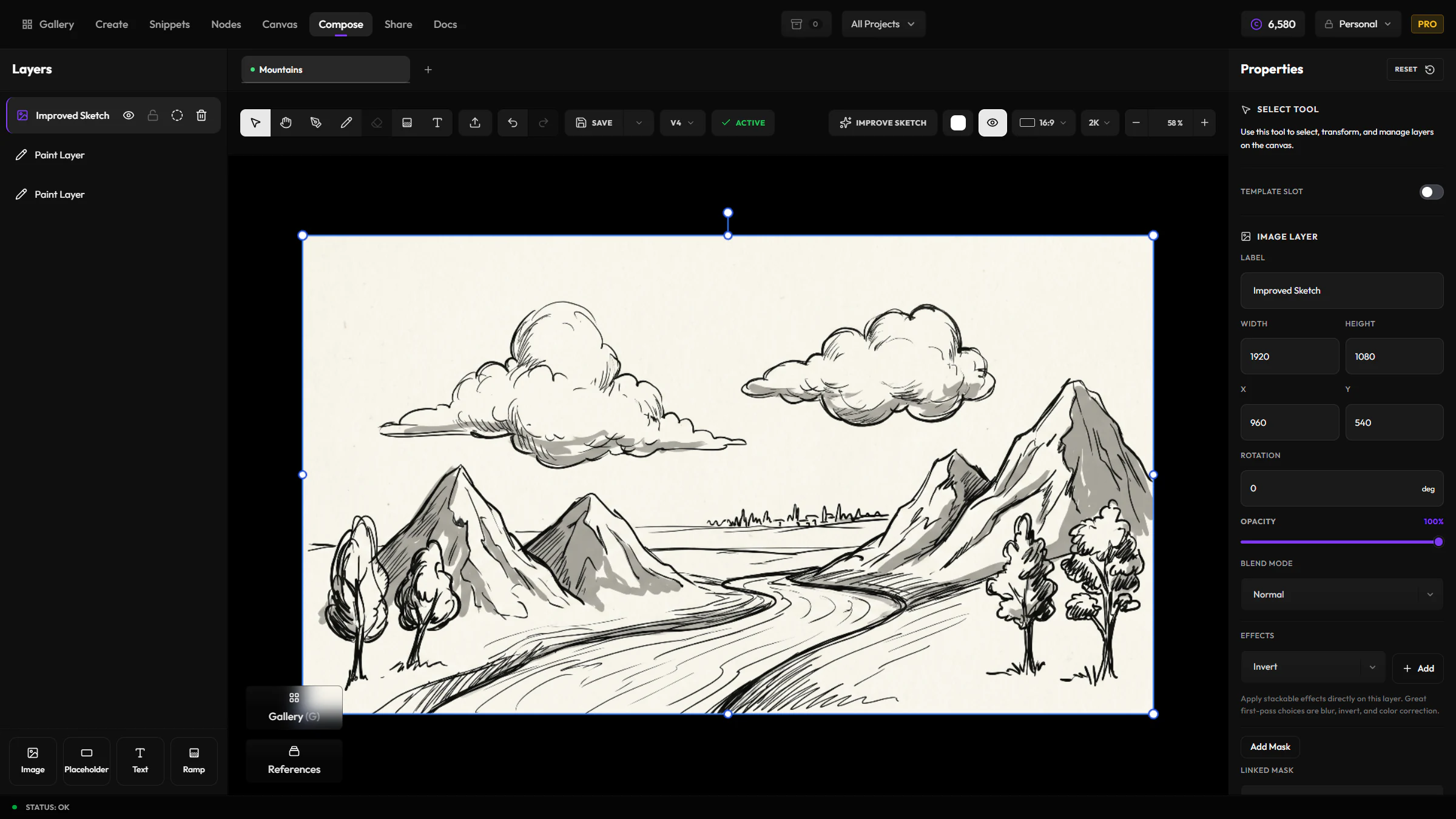 The Compose app interface